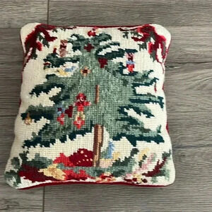 Christmas seasonal Tapestry Needle Point 9”  Square Pillow